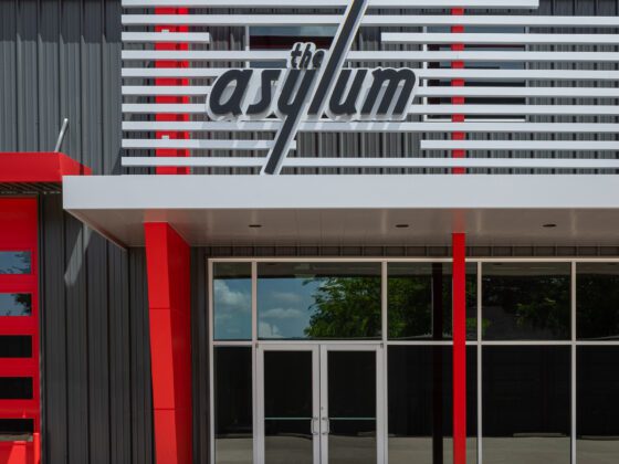 The Asylum - front door and logo