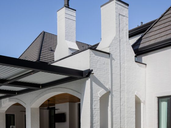 Thompson Lake Residence outdoor fireplace detail