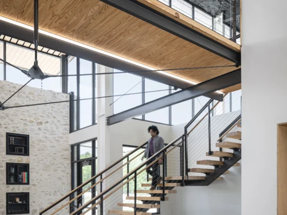 Office stairs with guy walking down